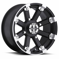 12x7 Vision 393 Lockout Matte Black and Machined Wheel - 4/156