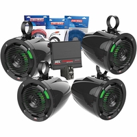 MTX Audio Bluetooth Amplifier and 4 Speaker Pod Package