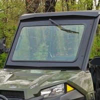 Safety Glass Front Windshield w/ Wiper by Bad Dawg - 2015-20 Mid Size Polaris Ranger 500, 570, ETX, EV