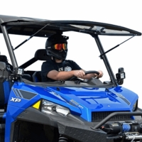 Super ATV Hard Coated Flip Up Windshield - 2013-19 Full Size Polaris Ranger w/ Pro-Fit Cage